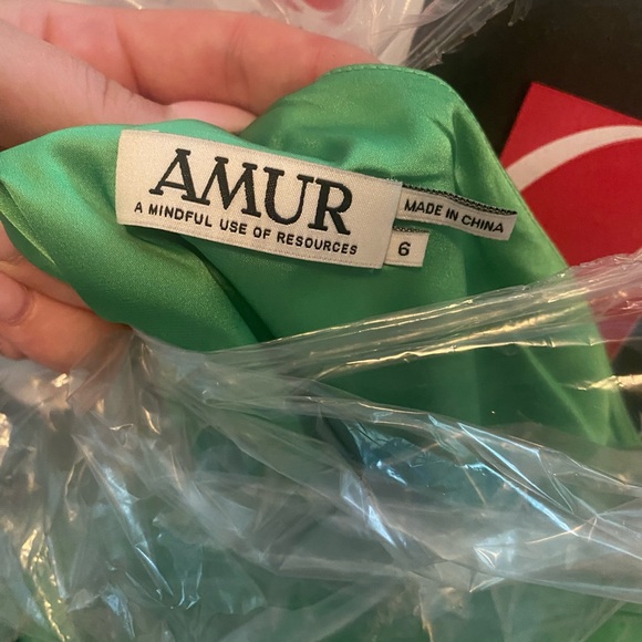 Amur Deena One Shoulder Gown in Green Daylily, size 6 - Picture 2 of 4